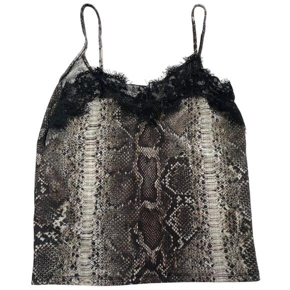 Zara Trafaluc Cami Top Womens Small Snake Print Lace Trim Spaghetti Strap Tank - Picture 1 of 7